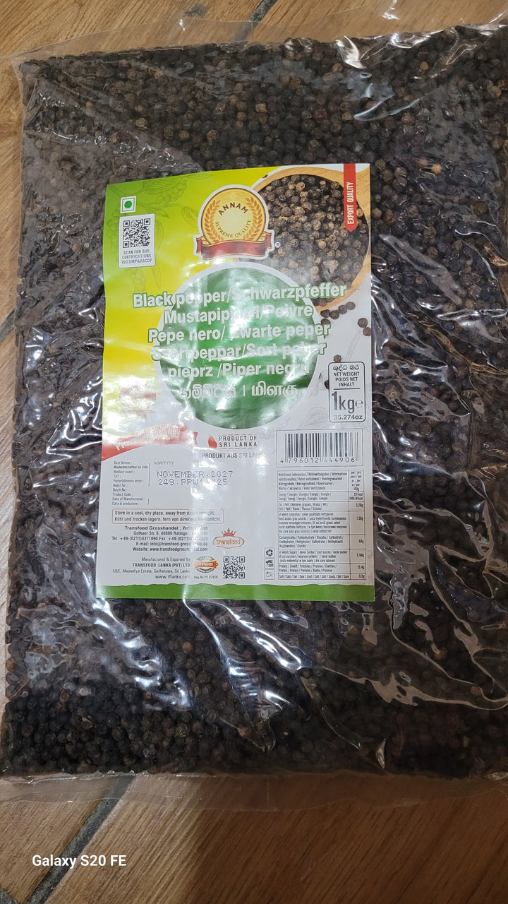 Annam Black Pepper Whole 1kg